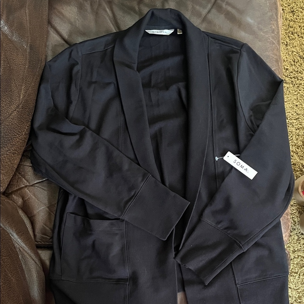 Soma Classic Black Open Front Jacket